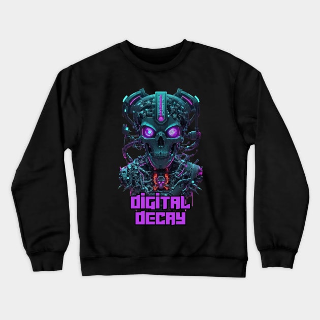 Digital Decay - A dark Cyberpunk vision Crewneck Sweatshirt by All About Nerds